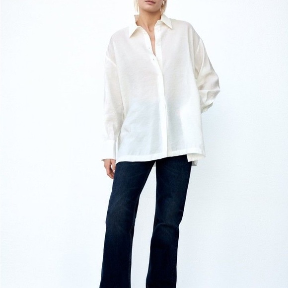 ZARA flowy Ecru oversized shirt - Picture 3 of 16